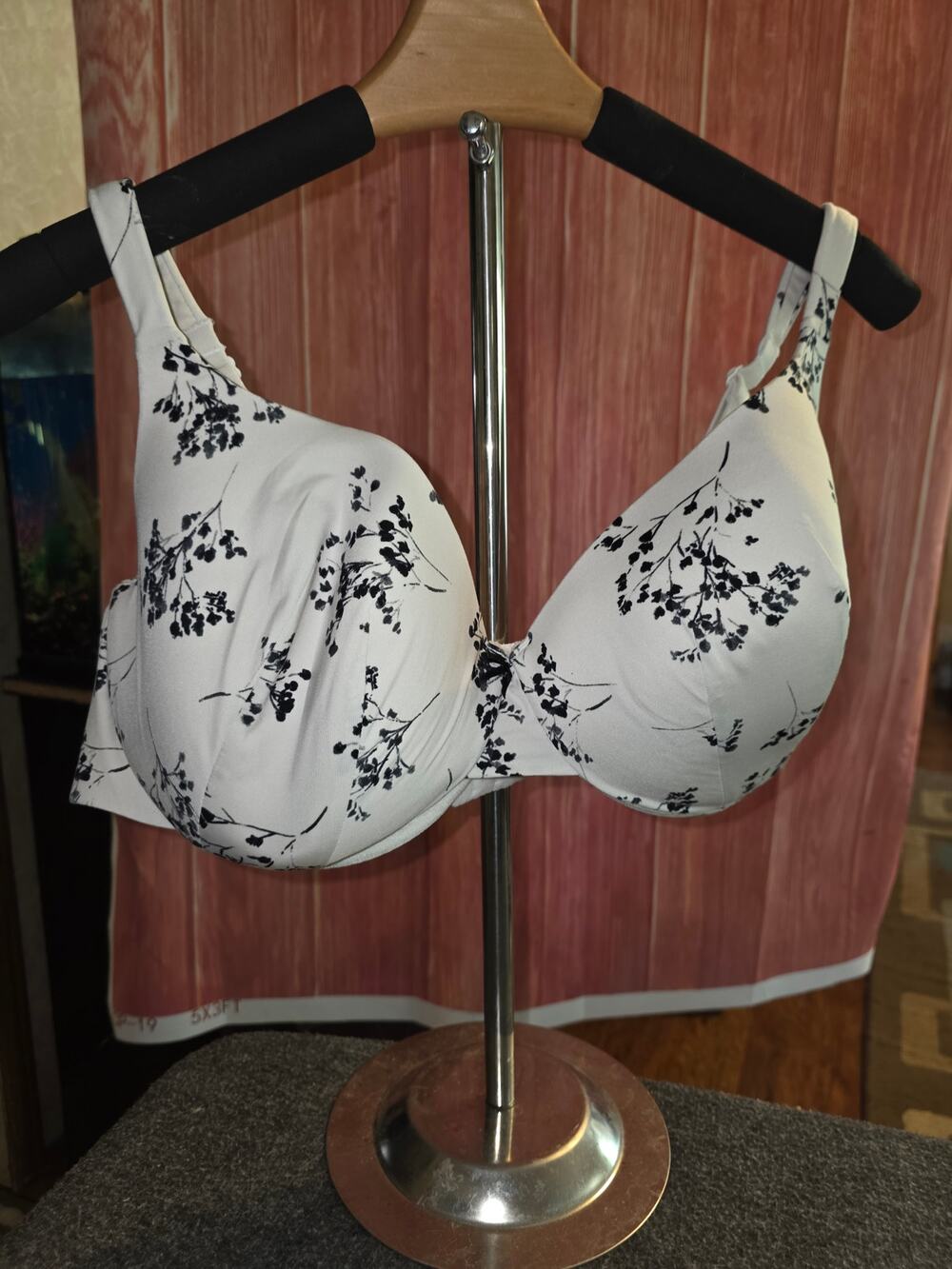 Cacique Lane Bryant Lightly Lined Full Coverage Bra 46C White Black Floral